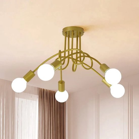 Moderne Italiaanse gele kroonluchter vintage hanglamp kap industriële hangende plafondverlichting ideaal voor eetkamer, bar, clubs en restaurants (Oranje