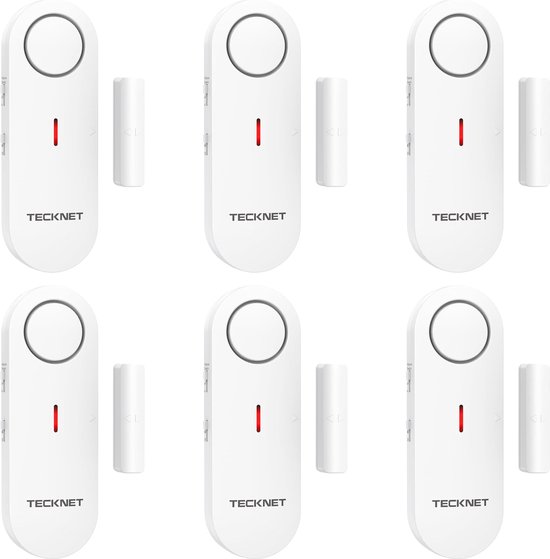 Tecknet deuralarm – magnetisch – 100dB – 6 stuks