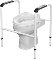 Toiletframe met toiletverhoger 5 cm - frame RVS wit