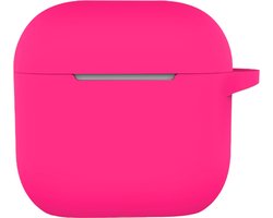 Hoesje - Geschikt voor Apple AirPods 4 - met Clip - Siliconen Hoes - Silicone Case Cover - Roze