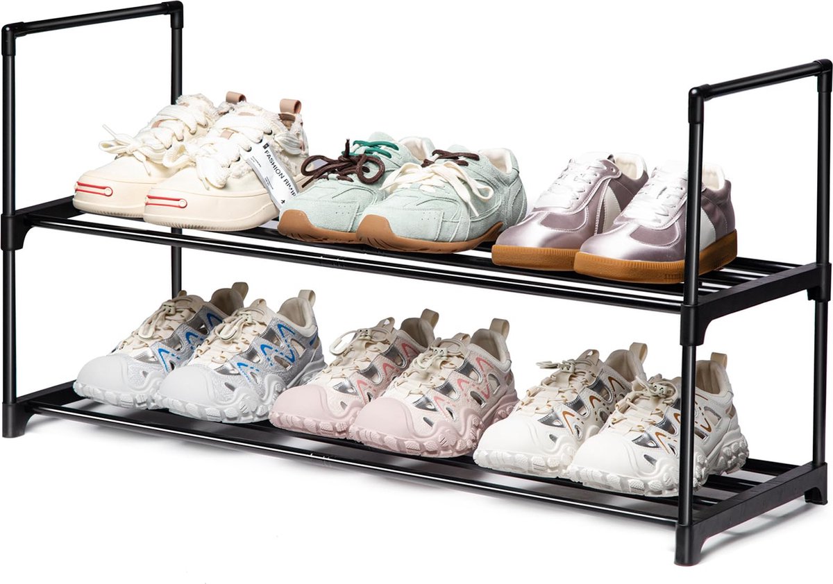 La'Moussawi ® Slim en Ruimtebesparend Schoenenrek met Twee Niveaus voor Optimale Schoenenopslag in Huis