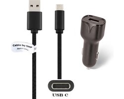 OneOne auto oplader + 1,0m standaard USB C kabel. 2.1A lader. Autolader adapter past op JBL Quantum Wireless 350 / 360 / 360P / 360X / 610 / 810 / 910 / 910P / 910X / ONE / 400 / 600 / 800 / TWS / Extreme 3 / 4, Pulse 4