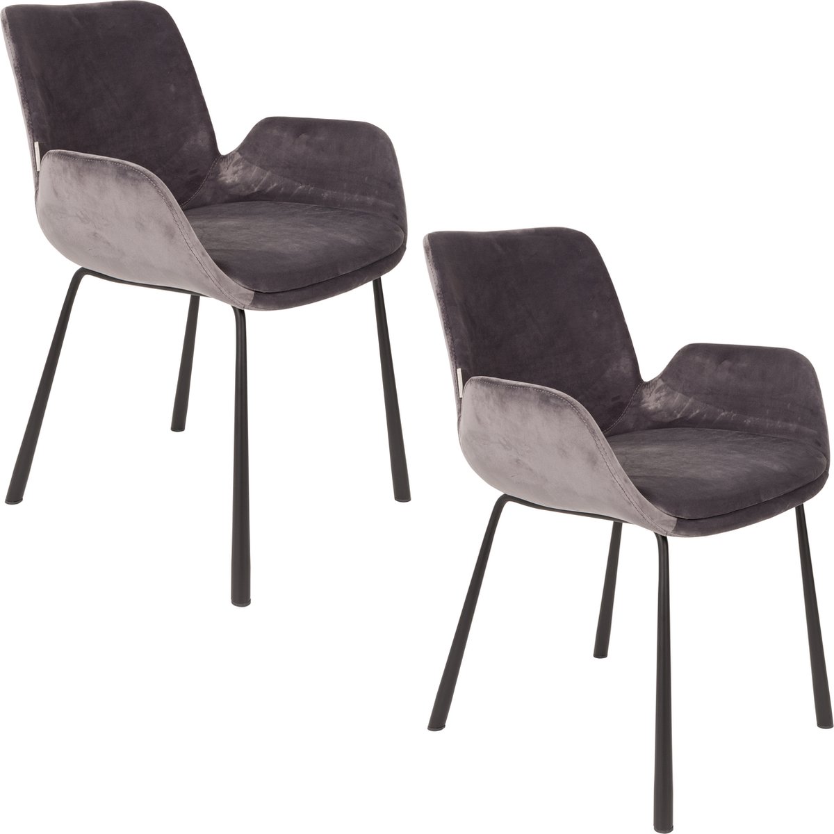 Zuiver Brit Eetkamerstoelen Armleuning Donkergrijs - Set van 2