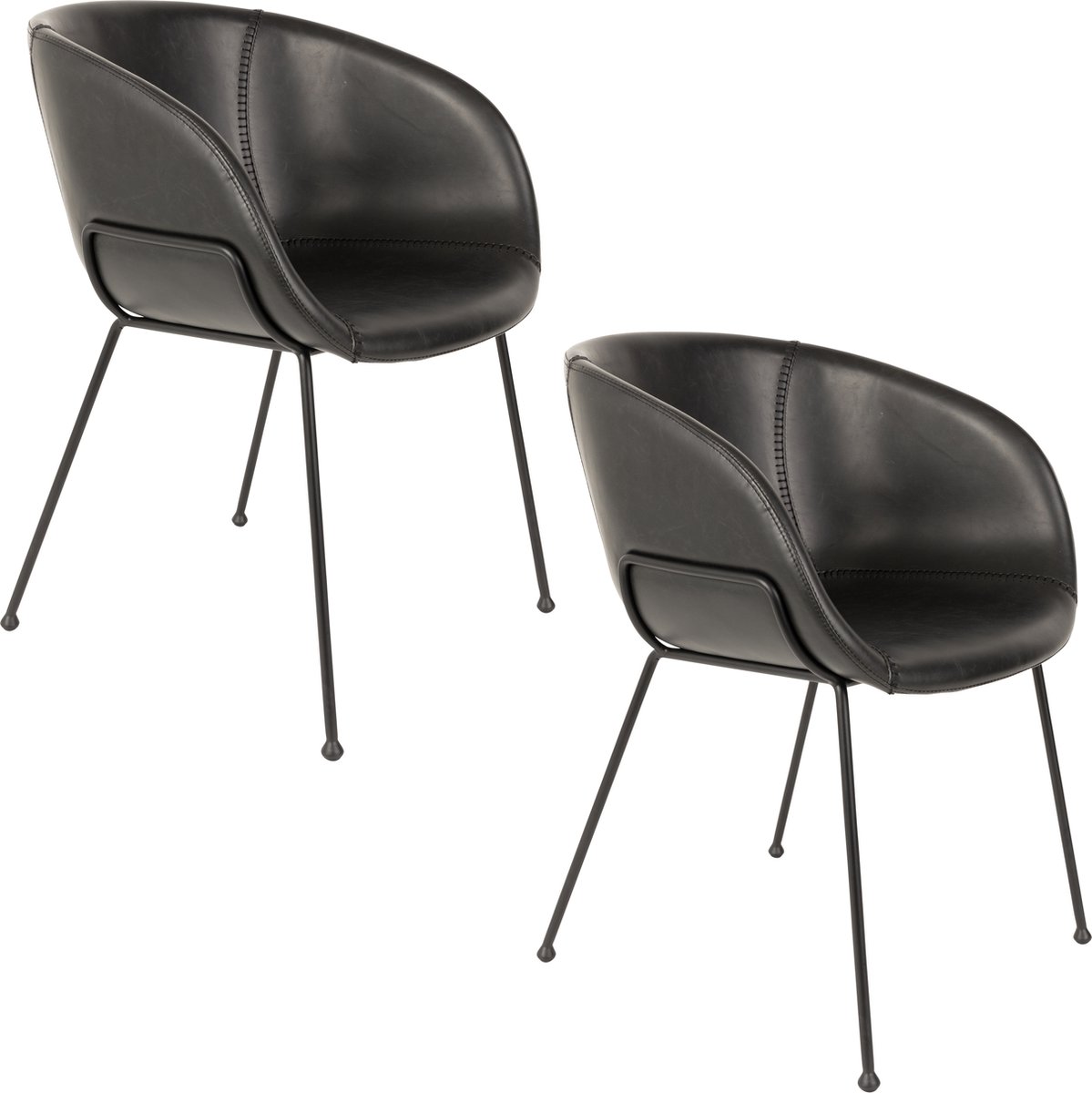 Zuiver Feston Eetkamerstoelen Armleuning Zwart - Set van 2