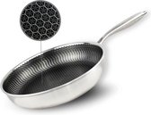 Cook & Pan - Honey Koekenpan 28 cm - Inductie Pannen- Honinggraat 3-Ply PFAS-vrij - 7 jaar garantie - RVS