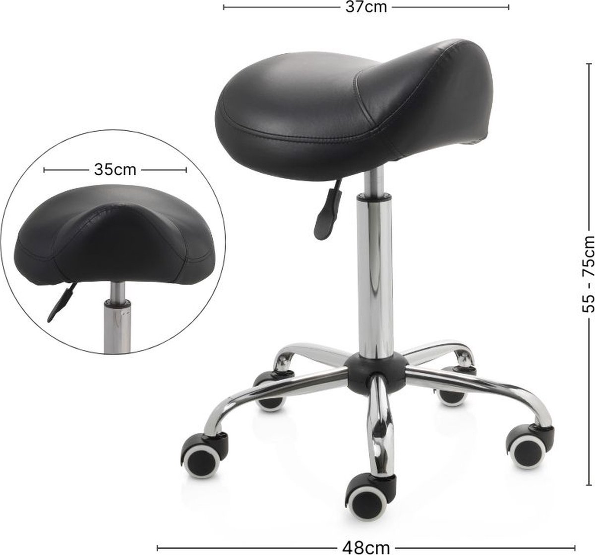 ZenGrowth zadelkruk hoge gasveer, ergonomisch zwart thumbnail 2