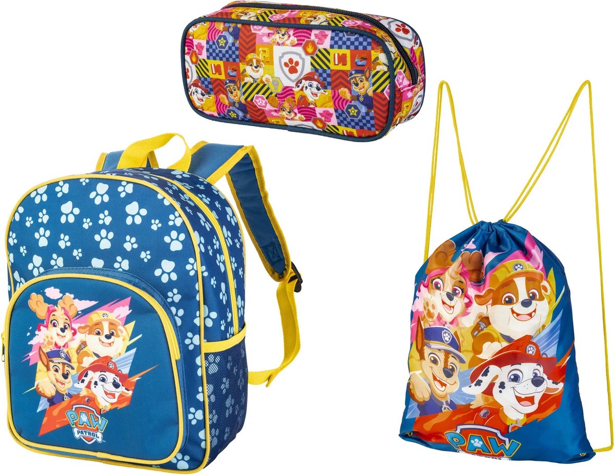 3 delige Set Paw Patrol : rugzak , turnzak , etui - 5+ terug naar school set - schooltas