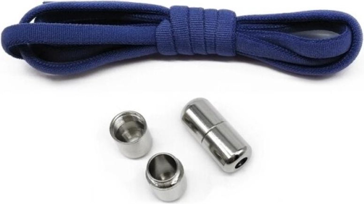 Elastische Veters - Veters - Schoenveters - Donker Blauw + Donker Blauwe Sluiting