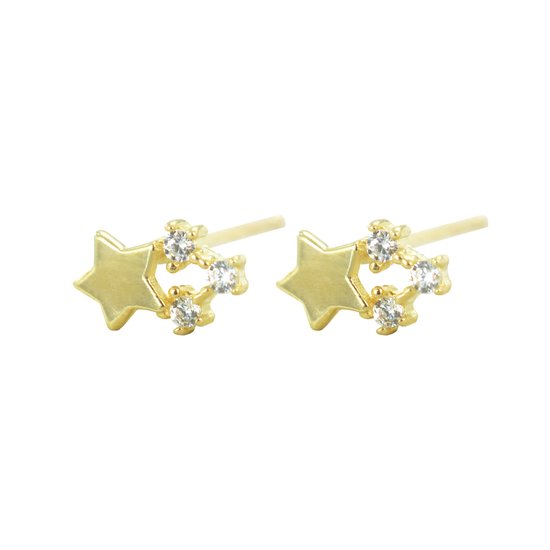 Silventi 9NBSAM-G190505 Clips d'oreilles en or - Femme - Etoiles - 5 x 3,4 mm - Zircone - 14 Carats - Or