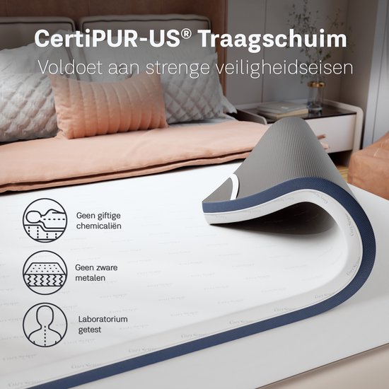 CozySense® DualFeel - Topper 120x200 - Surmatelas - Matras - 100 jours de sommeil d'essai - Dual Feel - 2 couches à retourner, 1 côté froid et 1 côté chaud - Topper - Certifié CertiPUR® - Dureté Medium - 7,5 CM d'épaisseur - Comprend housse lavable