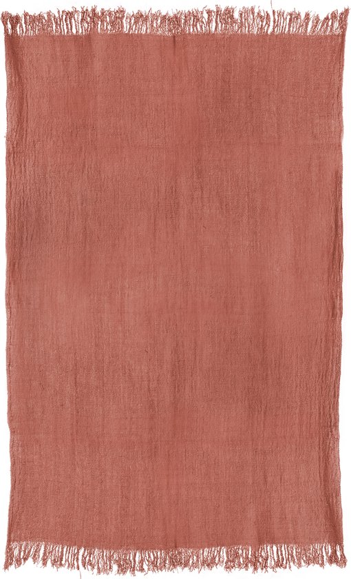 Terracotta plaid voor de bank - Javaans geweven katoen - organische ...