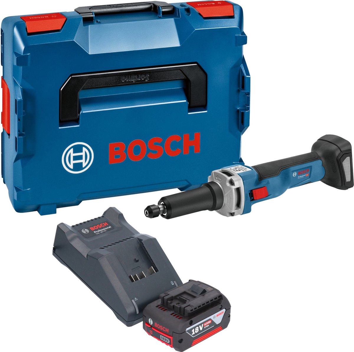 Bosch GGS 18V-23 LC Professionele rechte accuslijpmachine 18 V borstelloos + 1x accu 4.0 Ah + lader + L-Boxx