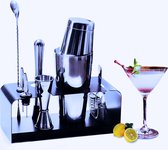 SKYFISH Cocktailshakerset: 8-delige cocktailmixset met roestvrijstalen standaard - Perfect Home Barman Kit en Martini Cocktail Making Set