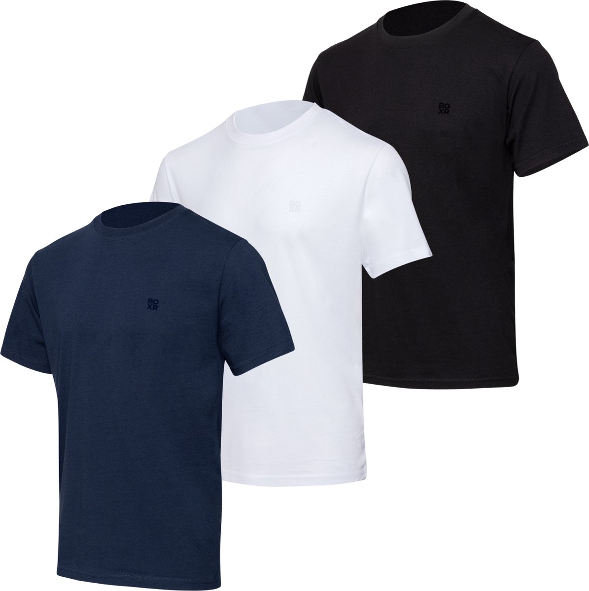 BOXR Underwear - T Shirt Heren - Regular Fit - Bamboe & Biologisch Katoen - 3-Pack Multicolor - Ronde Hals - Zijdezacht & Ademend