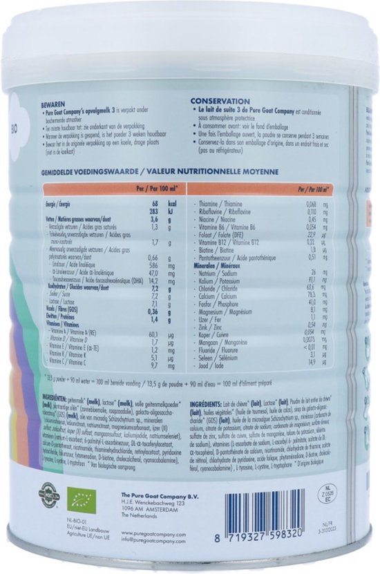 Pure Goat Opvolgmelk 3 bio 800 Gram van Nanny Care — afbeelding 5