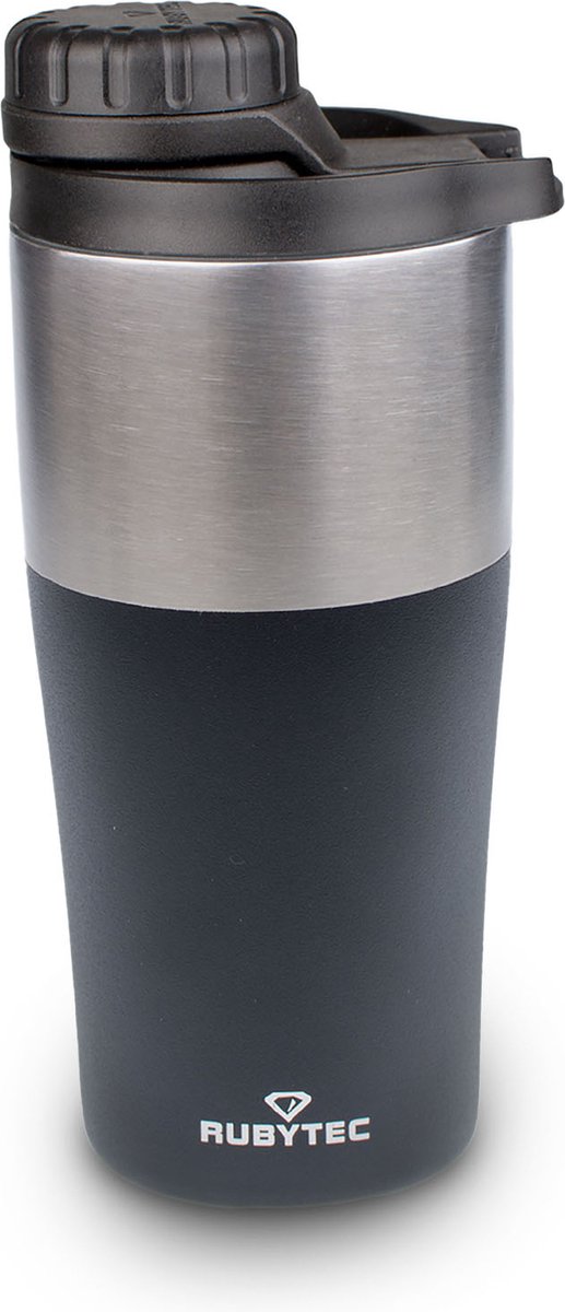 Rubytec Shira Bigshot - 350 ml - Thermosbeker - Koffiebeker To Go - Vacuüm Drinkfles - Thermosfles - Waterfles - RVS Drinkfles - Urenlang Koud of Warm Drinken - Lekvrij - BPA-vrij - Zwart