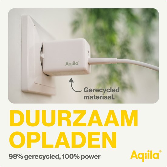 Chargeur USB Aqiila, 45 W, adaptateur USB-C, chargeur rapide GaN, Power PD , 2x USB-C, 100-240 V, Chargebird W2 Wit