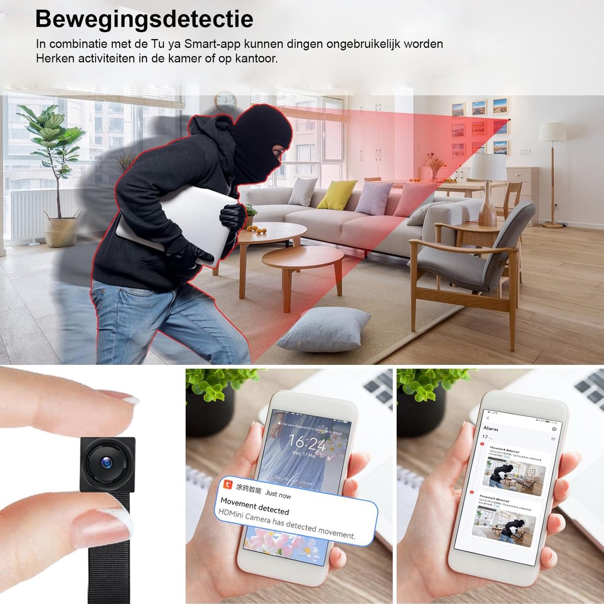 Mini Wifi camera 2,4 Ghz /5 Ghz FULL HD met IR LED magnetische houder met IP68 waterdichte hoes | Cool Mania