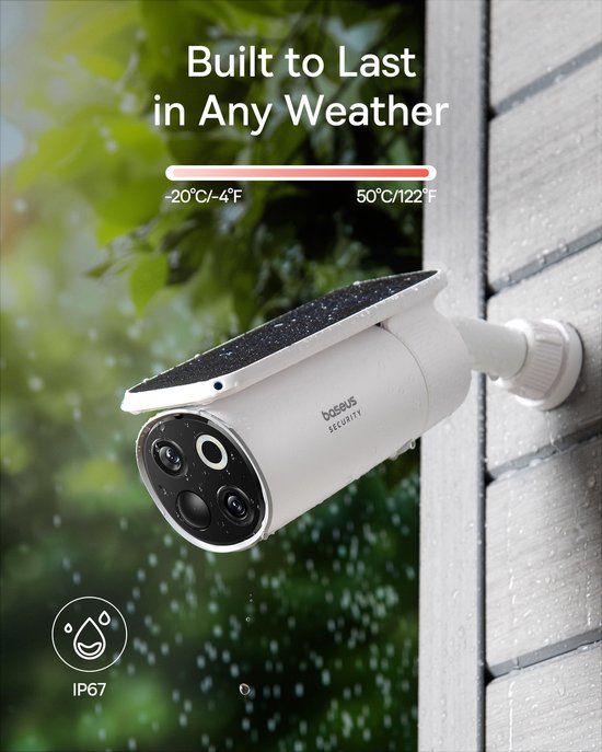 Baseus Beveiligingscamera set S1 pro - Draadloos - Slimme beveiliging - Meedraaiende Zonnepaneel - Buiten - 3K Camera - 2 camera’s - WIFI - Inclusief Homestation - Waterdicht - Weerbestendig - Nachtzicht - Wit van Baseus — afbeelding 5