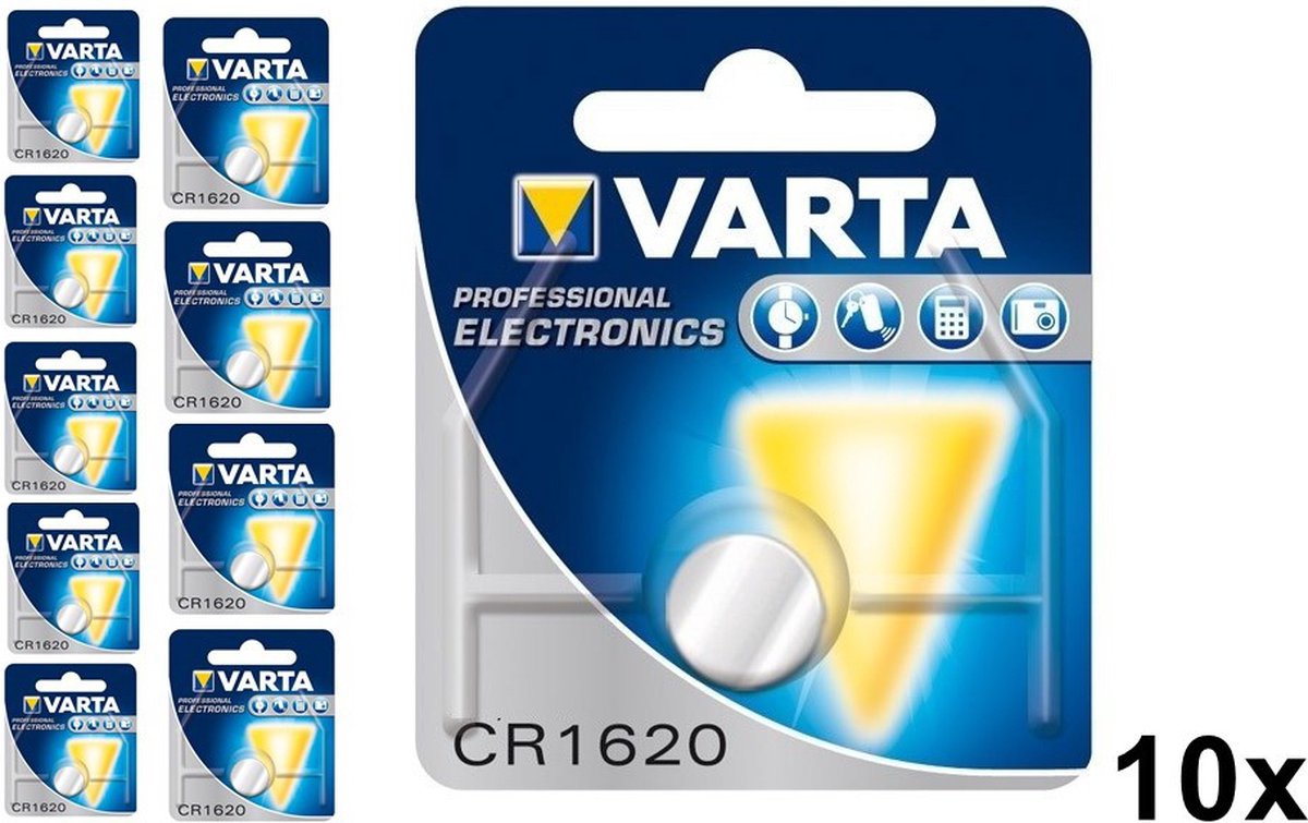 Varta CR1620 6620 70mAh 3V knoopcelbatterij - 10 Stuks