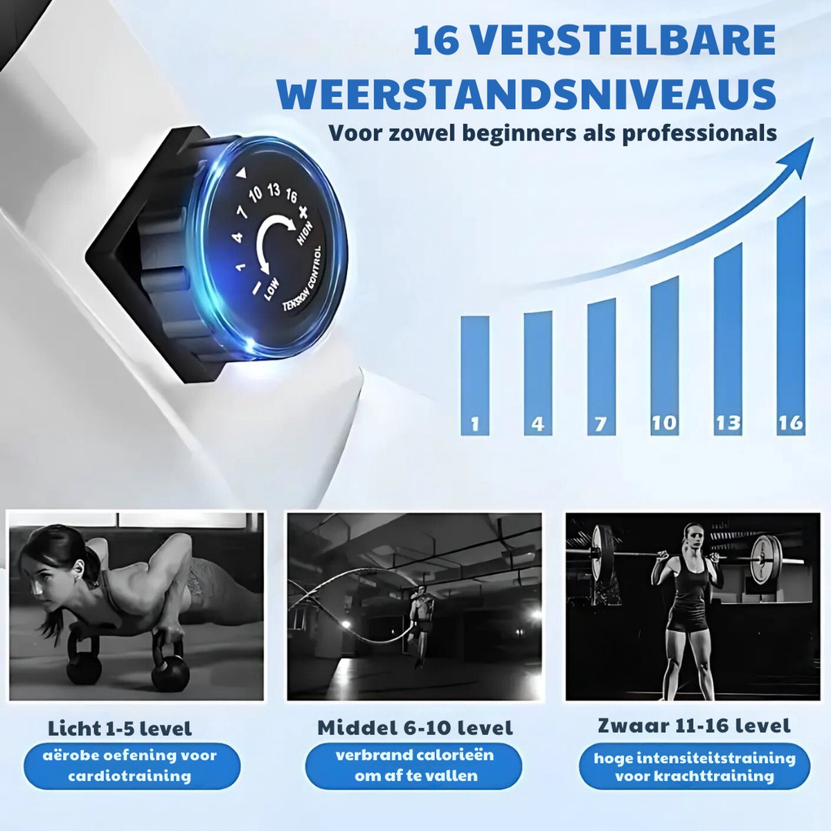 Zonovi Roeitrainer 150 kg Draagkracht Zwart met LCD Scherm - afbeelding 3