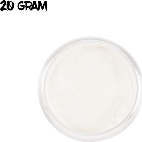 GetGlitterBaby® - Witte Schmink op Waterbasis / Doodshoofd Schminken Grime / Horror Decoratie Skull / Carnaval Halloween Make Up water basis / Aqua Body and Face Paint White - Wit (20 GRAM)