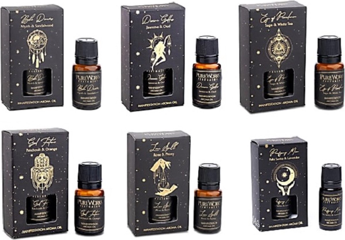 Goedkoopste Pure Works - Manifestie olie - Geurolie - Set van 6 x 10ml - Song of India