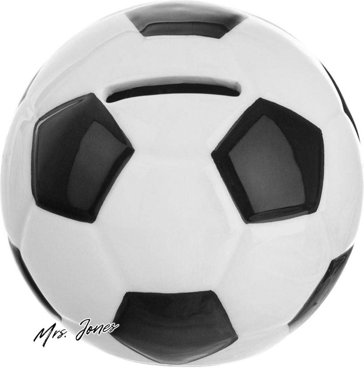 Mrs. Jones Spaarvarken Voetbal Spaarpot keramische spaarpot kinderen spaarpot zwart-wit 10 cm - Spaarvarken - Voetbal .
