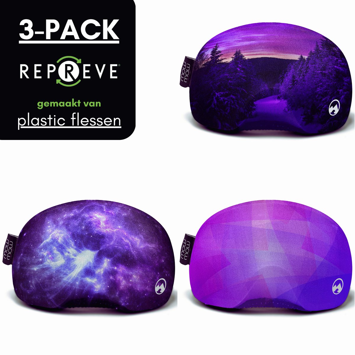 MowMow 3-pack Skibril Hoes - NIET VOOR VIZIERHELM - Cover - Beschermhoes - Goggle - Bril - Ski - Snowboard