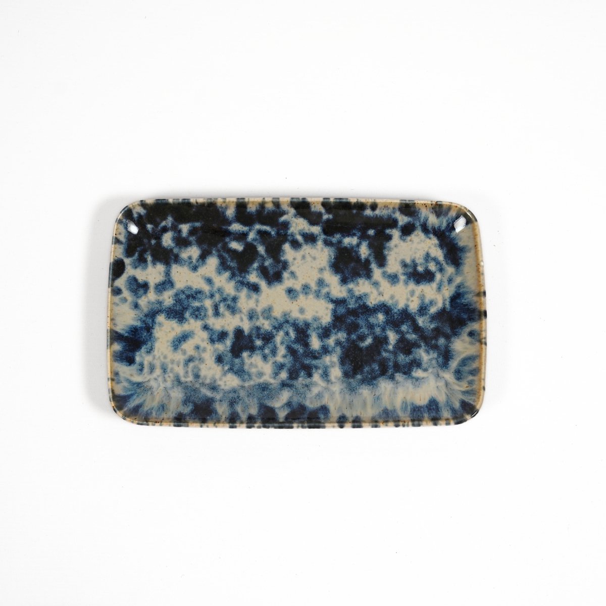 L’AMAR Blue Ocean - Handgemaakt Porselein Servies - Rechthoekig Bord - Set van 2 stuks - 21x13 cm