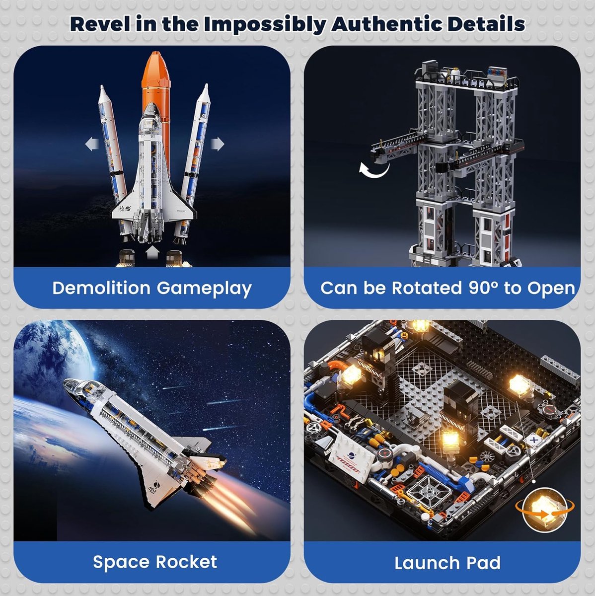 Jaki - LIMITED icons edition City Ruimtevaart raket | Artemis Space Wars Expert | Classic Creator STEM ideas speelgoed | Compatibel met lego mega bloks | Technic nasa ruimte shuttle bouwpakket voor volwassen & kinderen | 2226 bouwstenen — afbeelding 3