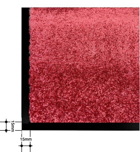 JYG Paillasson Runner Cleanwash Rouge 90x200cm - coureur sec - antidérapant - coureur d'entrée - coureur d'escalier - pare-chocs 4 côtés