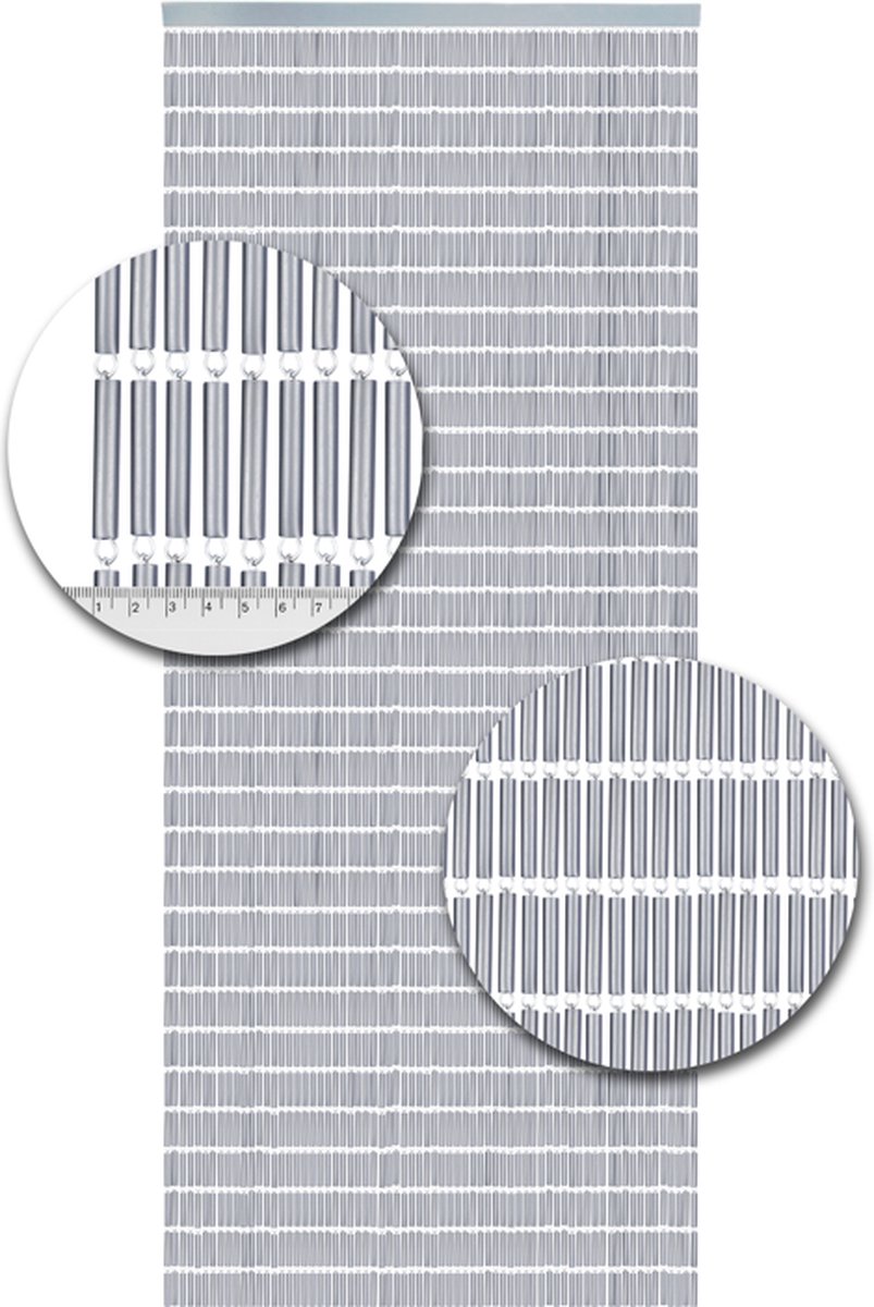 vliegengordijnenexpert hulzengordijn kant en klaar 100x232 cm zilver nauwsluitend -Horgordijn