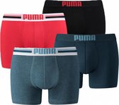 Puma Boxershorts Heren Place Logo Rood / Denim - 4-pack Puma boxershorts - Maat S