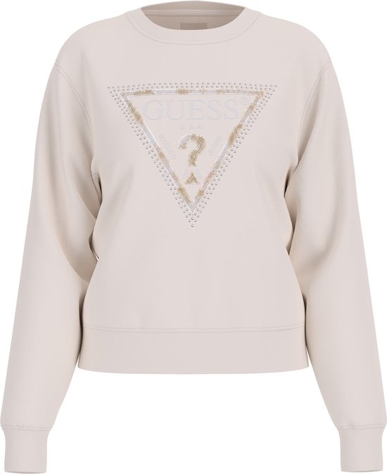 Guess Python Triangle Loge Sweater Fleece - Cream White - Maat M