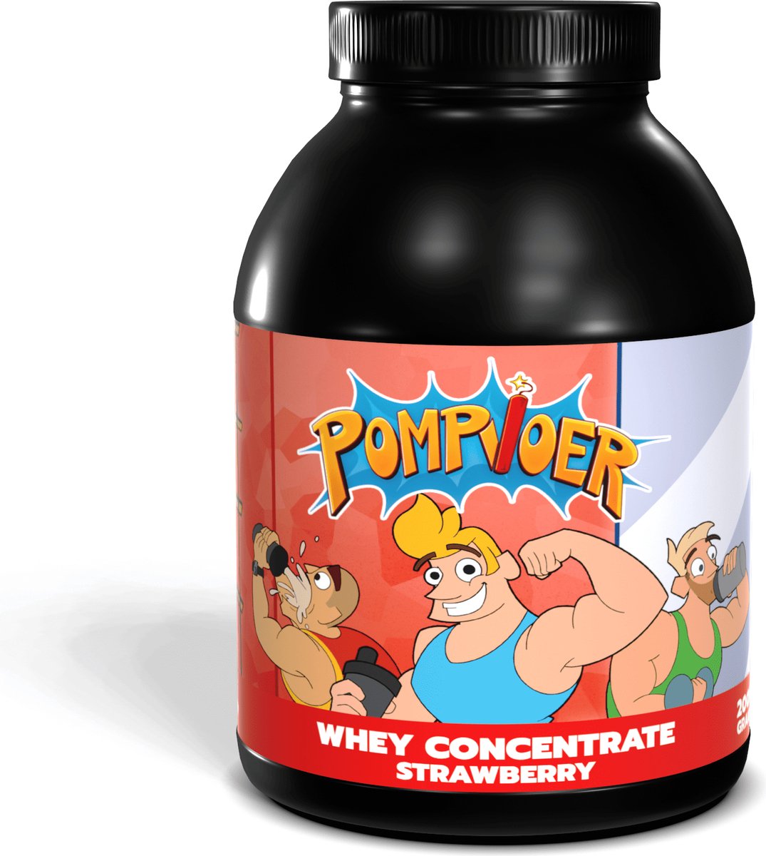 Goedkoopste POMPVOER - WHEY CONCENTRAAT - AARDBEI - 2000 GRAM (66 shakes