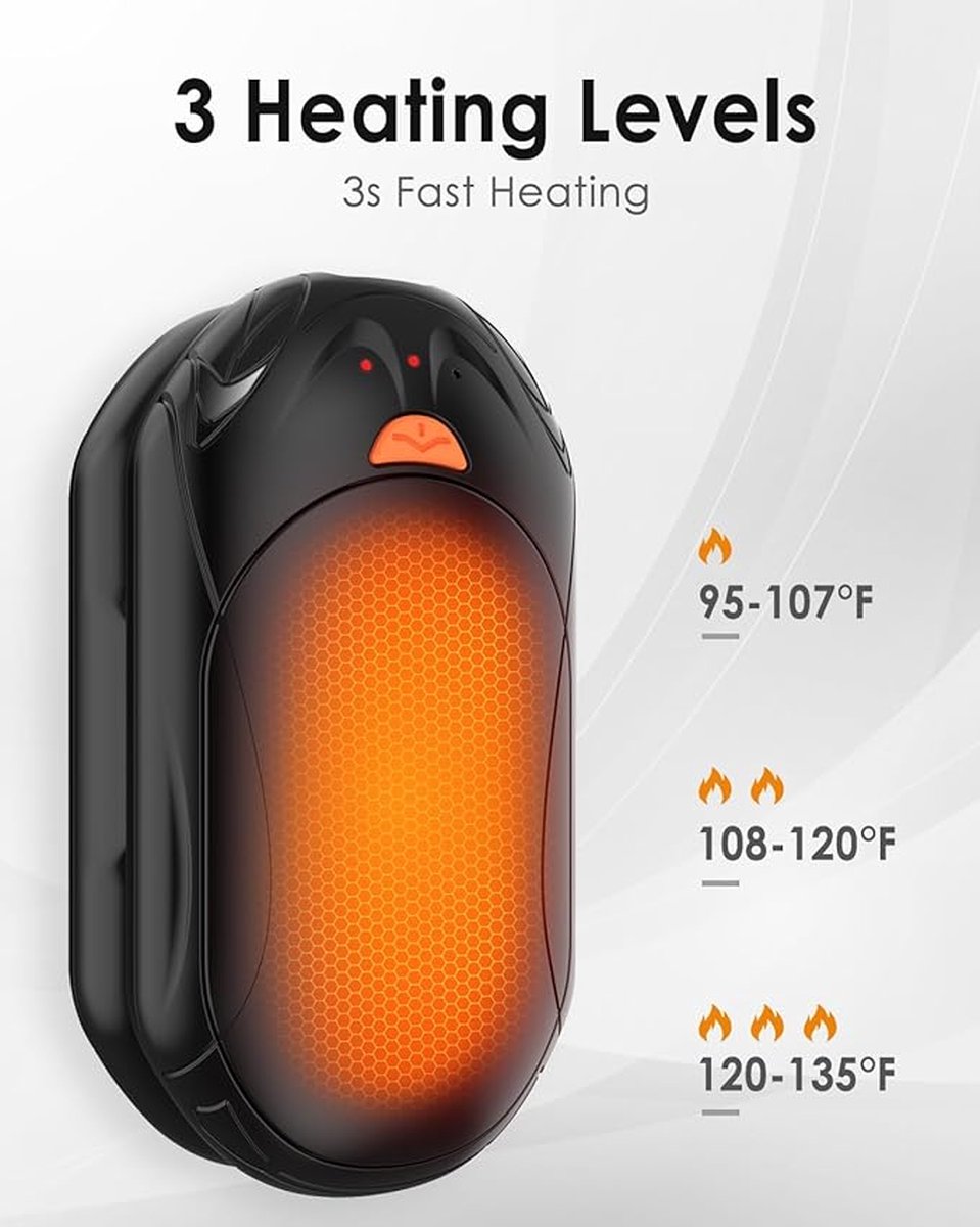 Handwarmers - elektrische zakwarmer - oplaadbaar: set van 2 - 6000 mAh - elektrische handwarmer - oplaadbaar - draagbare USB - verwarming - cadeau voor vrouwen en mannen — cadeau in Gadgets - foto 3