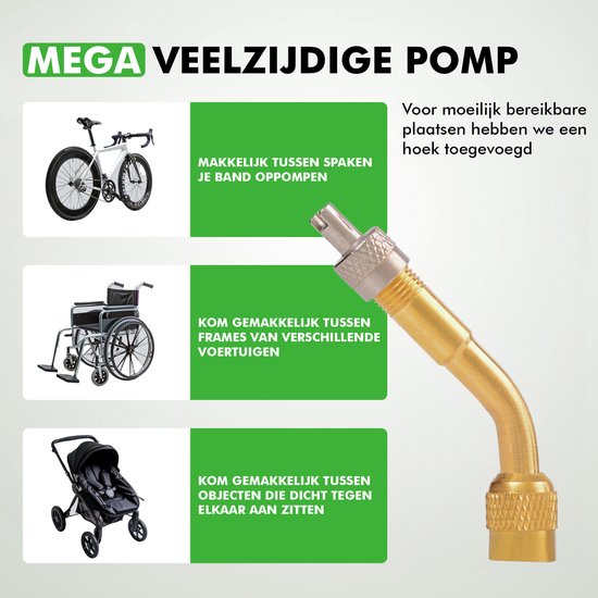 Travelhawk Mini Fietspomp - Dubbele Ventielkop - Ballenpomp - Bandenpomp - Handig Voor Onderweg Of Op Reis - Inclusief Draagtas - Zwart van Travelhawk — afbeelding 5