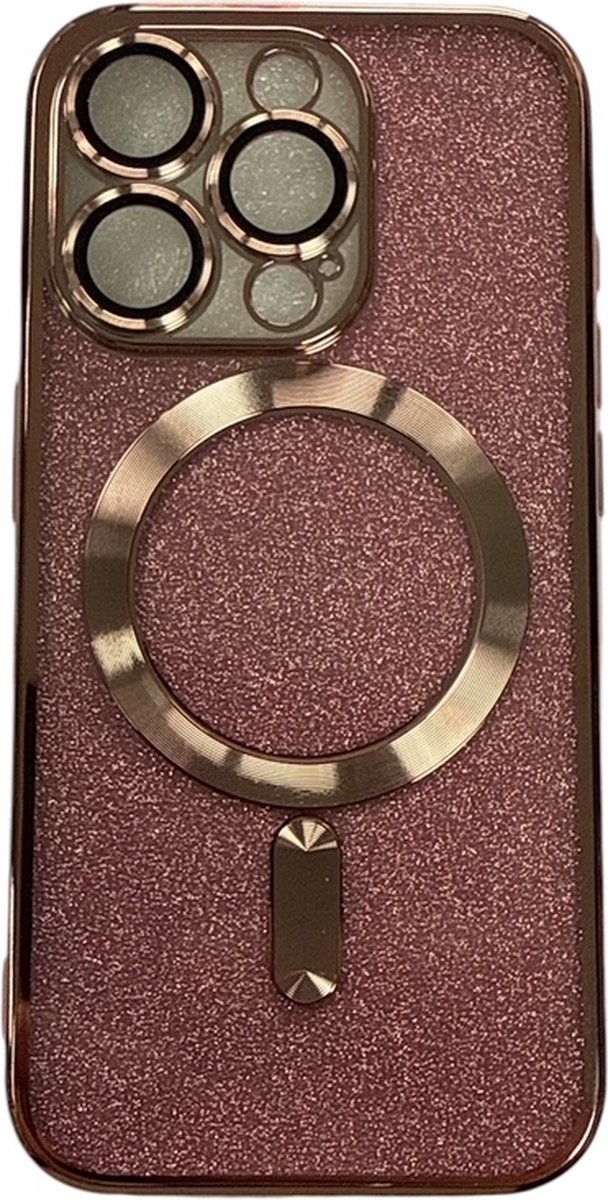 Glitter Telefoonhoesje Geschikt voor Magsafe met Camera Bescherming voor iPhone 11 Pro Max - FuturiQ - Roze