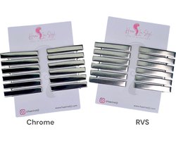 Haar in Stijl® | 12 stuks RVS Platte Extra Sterke Metalen haarclips met tanden | Krokodillen haarklem | Styling haar tools klem | Beauty Salon | Stainless Steel | Roestvrij Staal