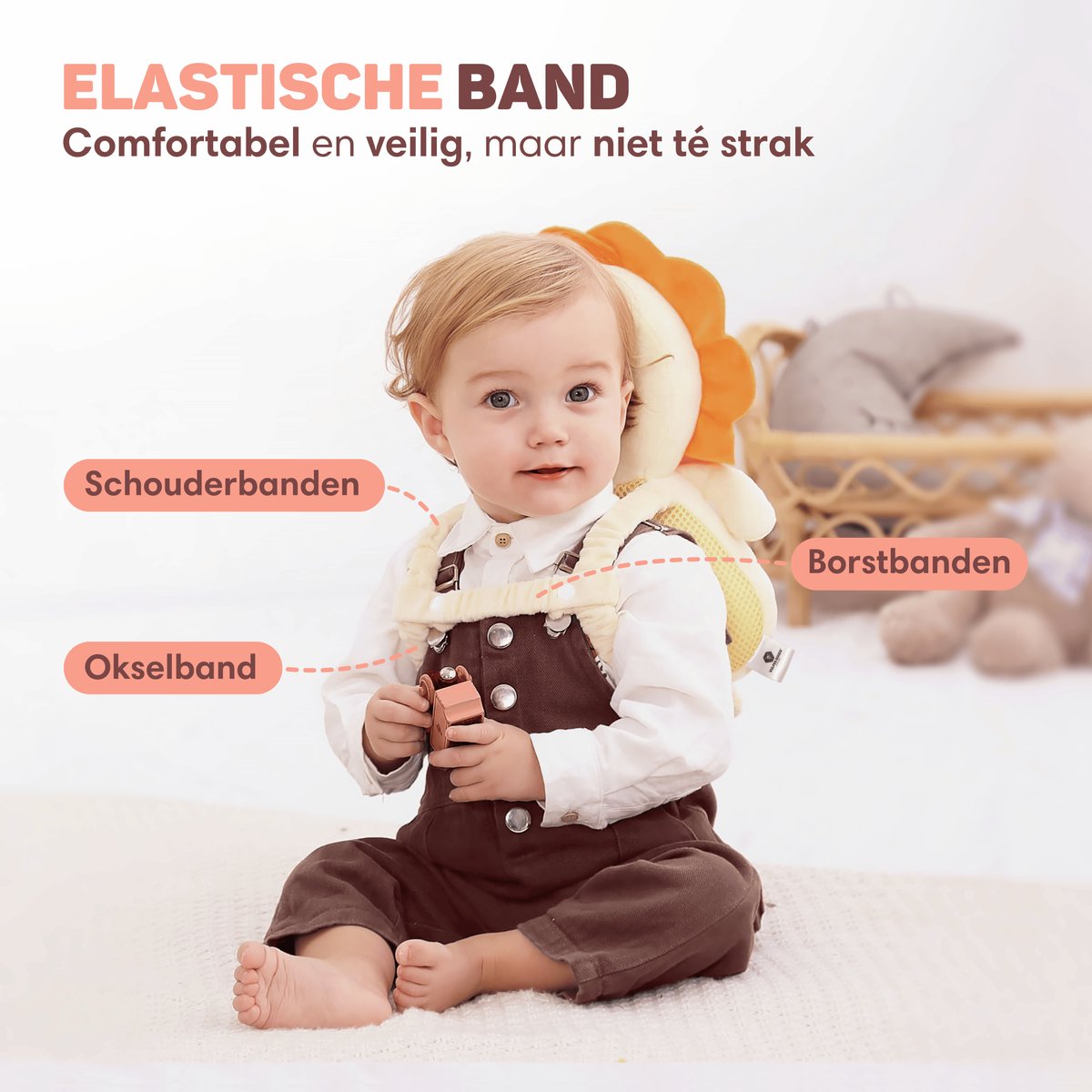 Vulpes Goods® BabyCare Baby Hoofdbeschermer – Leeuwtje - Afbeelding 9
