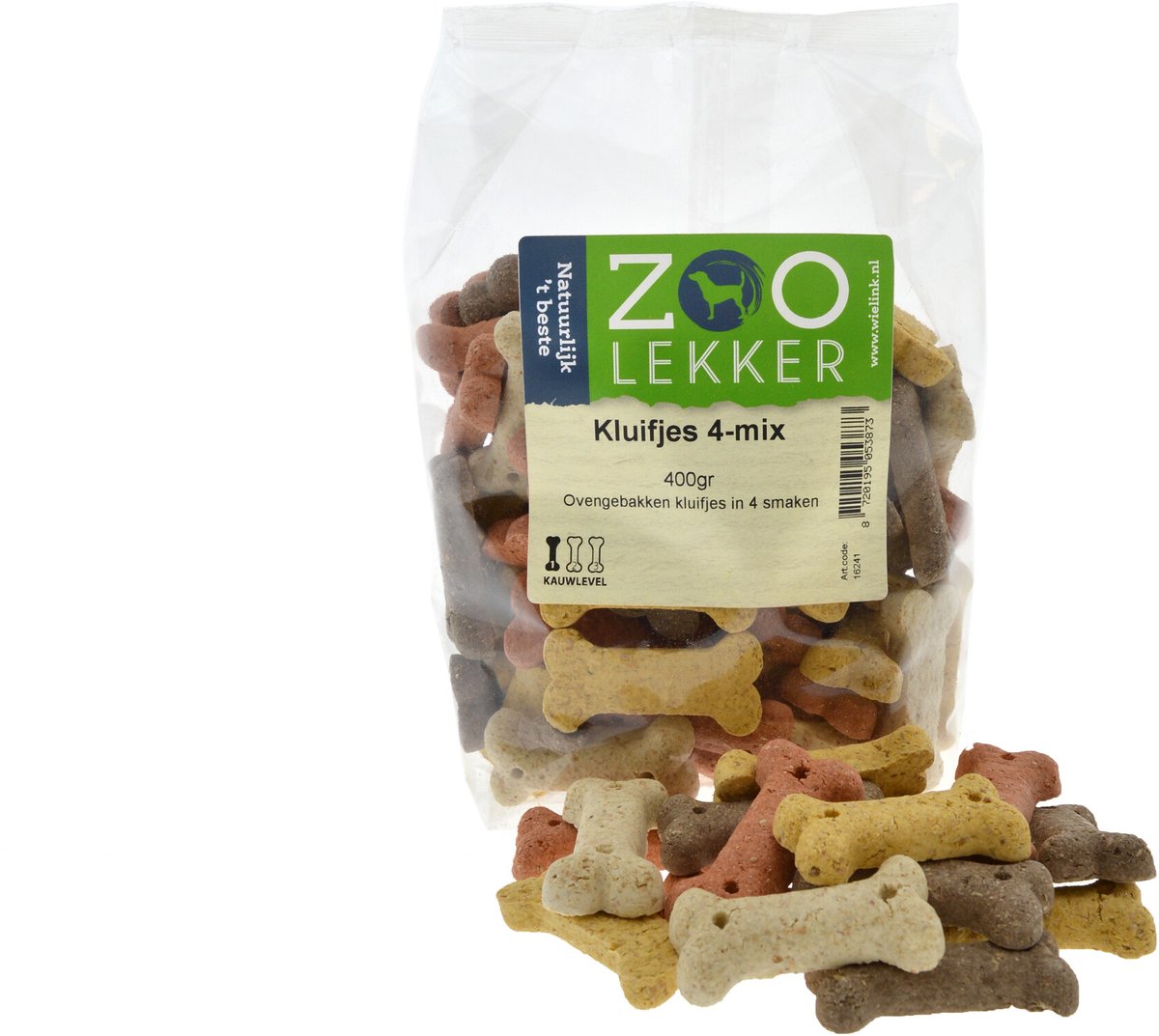 Zoolekker Kluifjes 4-mix - hondenkoekjes - 400 gram