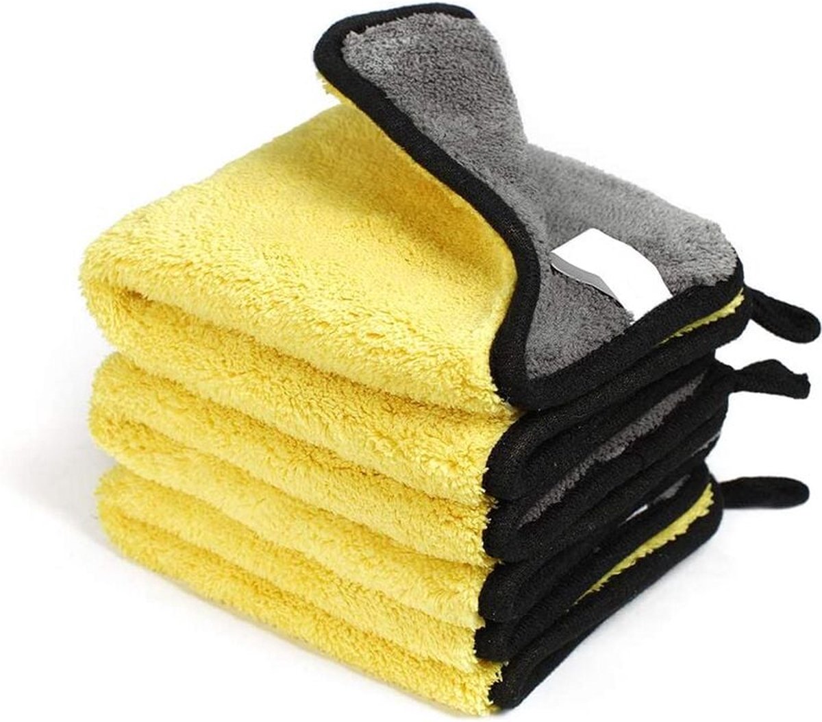 Goedkoopste 5 stuks - Schoonmaakdoek - Auto Droogdoek - Autodoek - Schoonmaak Accessoires - 30x30cm - Geel en Grijs - microvezel - herbruikbaar - voor reiniging, autopolijsten of thuisgebruik