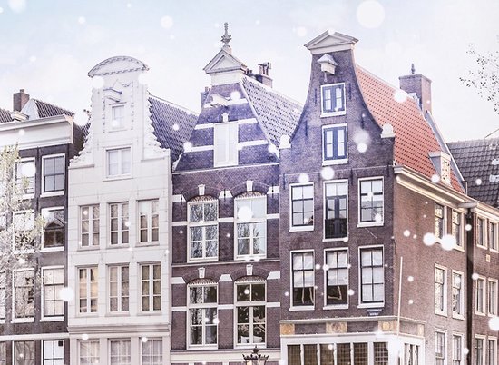 Good Morning Dekbedovertrek "Amsterdamse grachtenpanden" - Multi - (240x200/220 cm) - Katoen Flanel