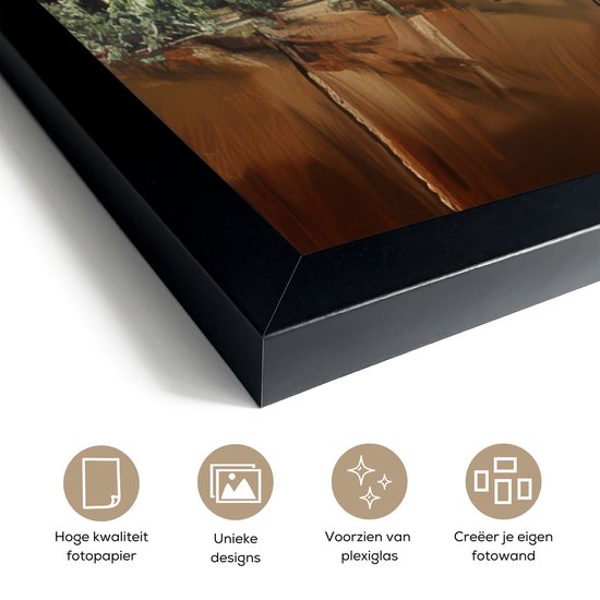 Poster in lijst - Fotolijst 40x60 cm - Posters - Stilleven - Kruiden - Specerijen - Fruit - Kleurrijk - Posterlijst zwart - Decoratie - Wanddecoratie woonkamer - Muurdecoratie slaapkamer