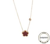 Collier Trèfle en Acier Inoxydable | 45+7 | Rouge | La chance | Trèfle | Cadeau de dames | Soraro | Chaîne | Collier femme