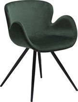 Set van 2 Danform Gaia eetkamerstoel emerald groen velours, zwarte poten.