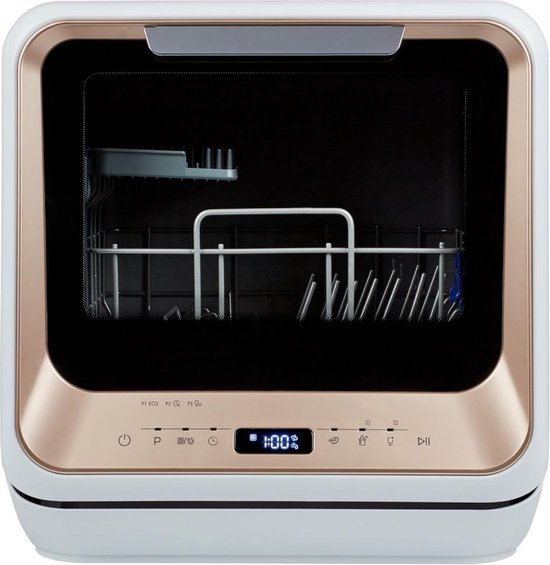 White-Label® Mini Vaatwasser - Vrijstaande Vaatwassers - Kleine Vaatwasmachine - Goud en Zwart