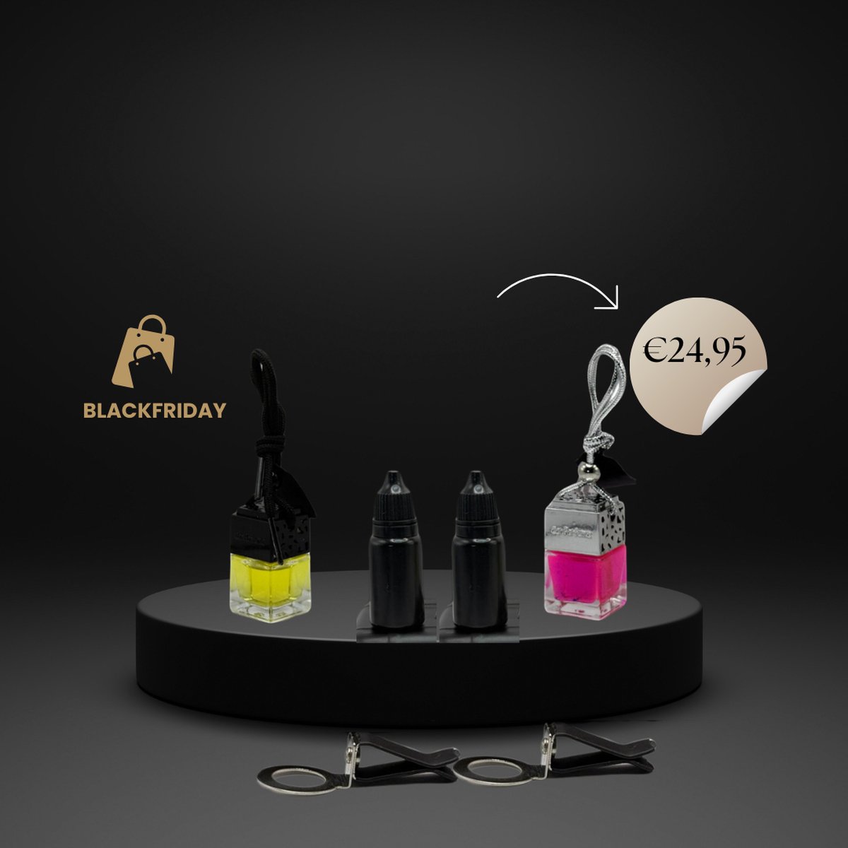 Goedkoopste Ater Aurum - Kerstaanbieding 2 1 gratis - Autoparfum - Geschenkbox - Zwart en Zilver Flesje - Love Pakket - Geïnspireerd op Spice en Flowerbomb - Kerstcadeau voor een stel