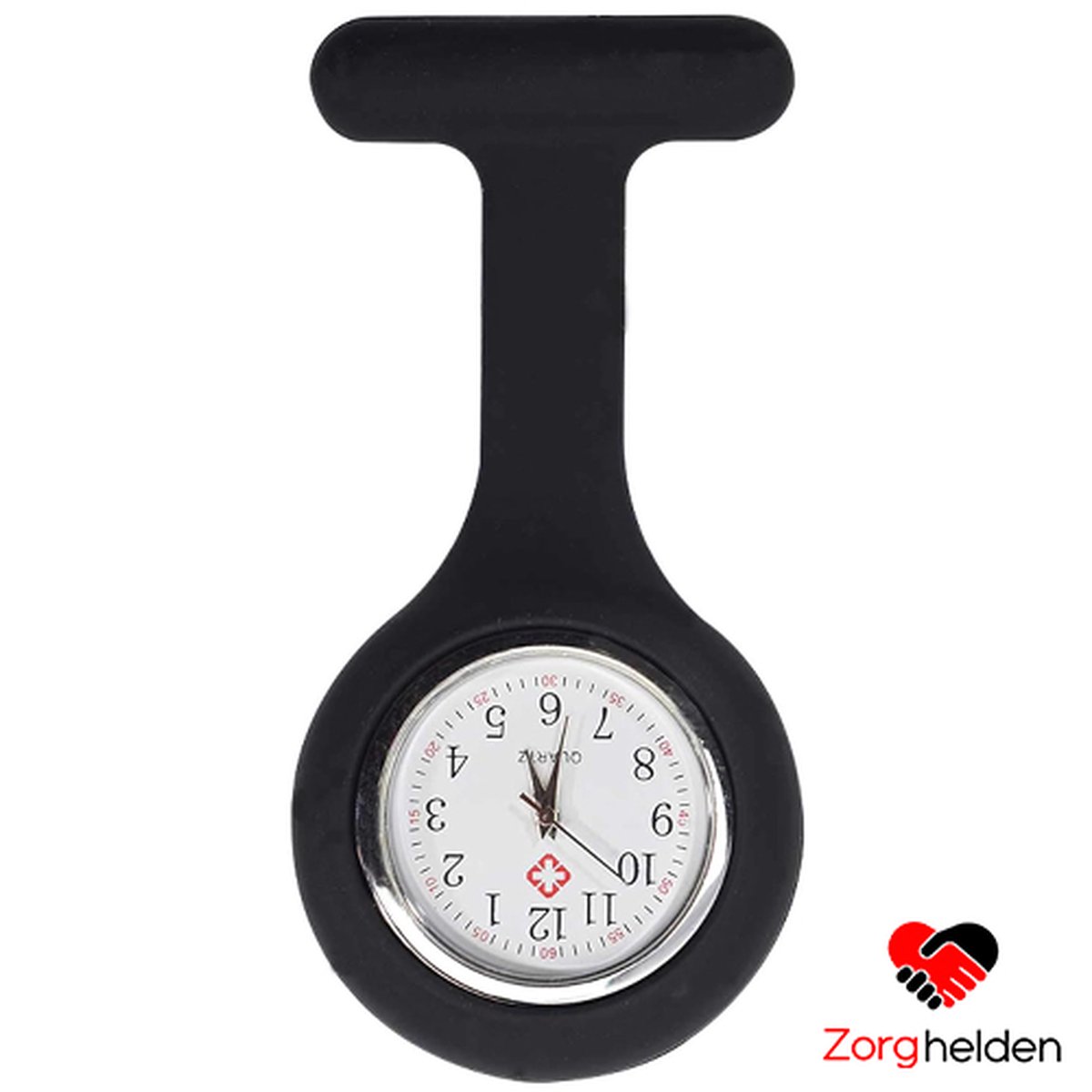 Zorghelden® Zusterhorloge Zwart - Verpleegkundige horloge - Verpleegkundige accessoires - Zusterhorloge siliconen - Verpleegstershorloge - Verpleegkundige cadeau